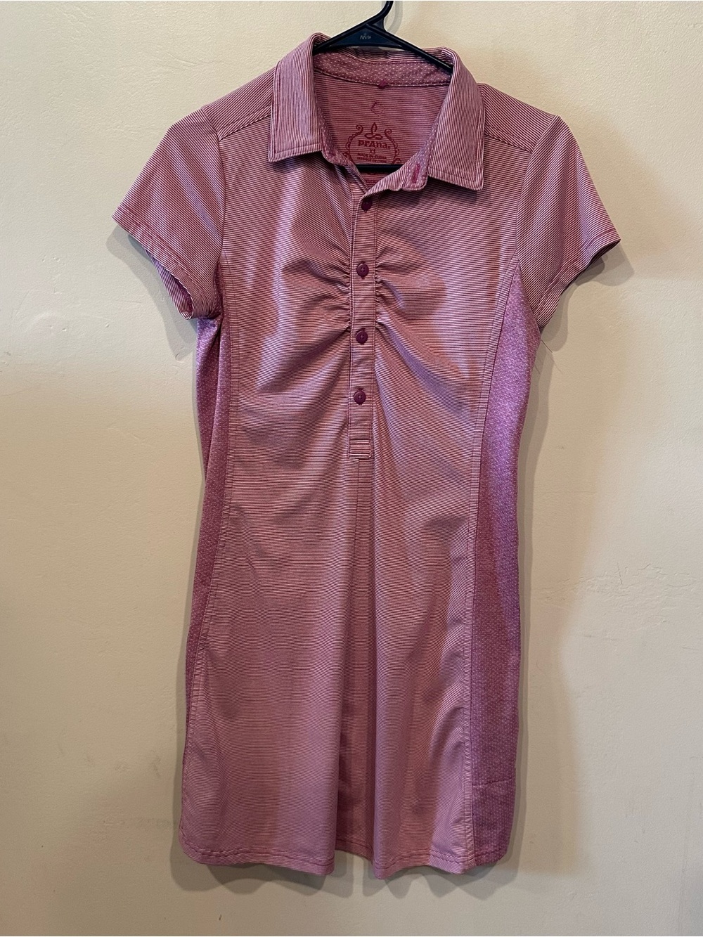 prAna Women’s XS Pink And White Striped Polo Athletic Athleisure Dress